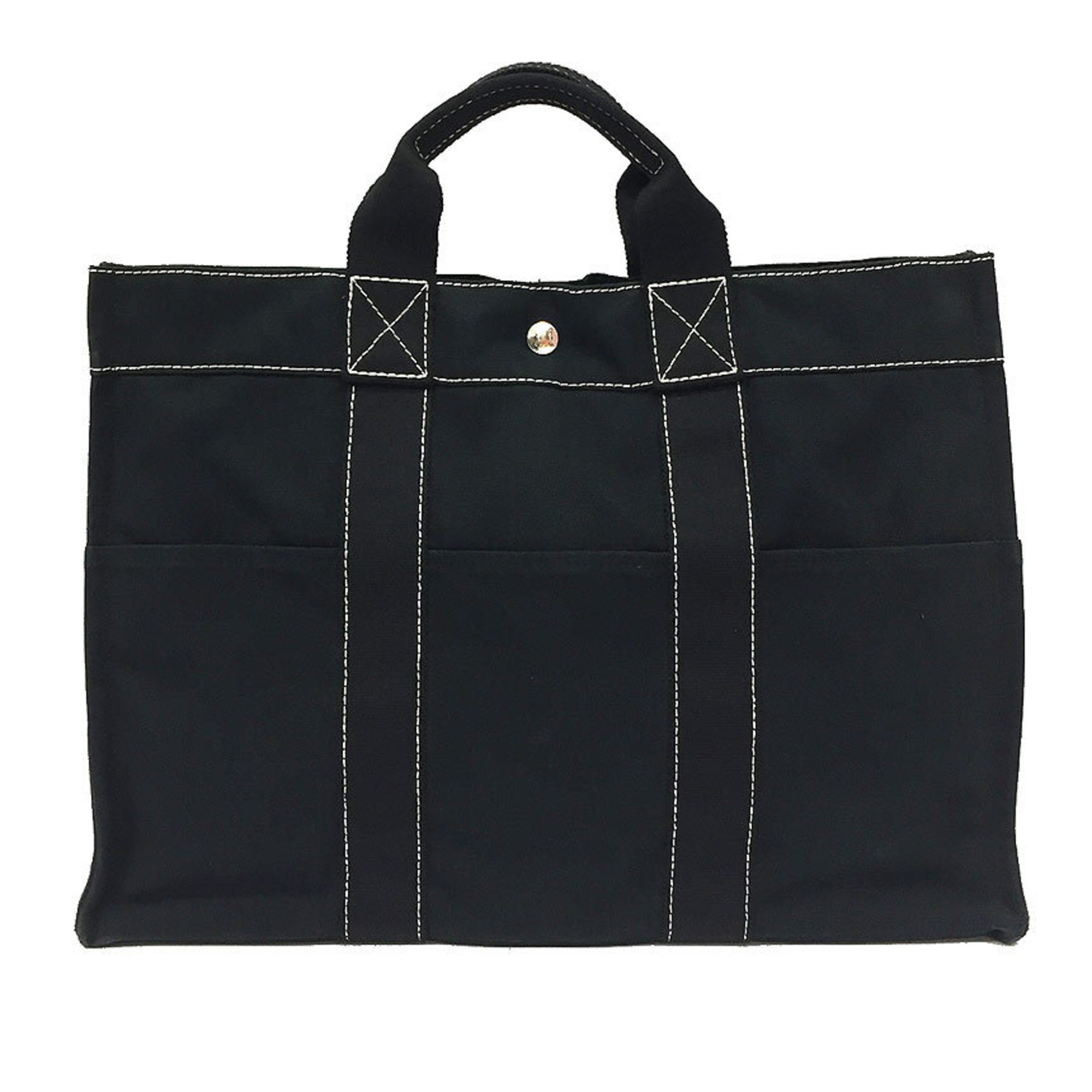 Hermes Sac Deauville Mm Tote Bag Handbag Canvas Black Men's Women's Back